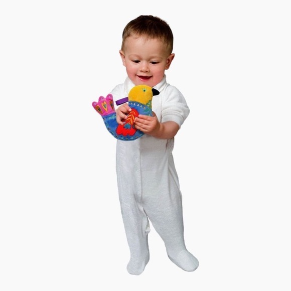 eeBoo Traditional Folk Form Bird Rattle Plush Soft Velvet Bright Colors Embroide - Picture 2 of 3